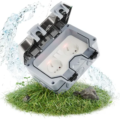 Produktbild von greate abschließbare Außensteckdose wasserdicht Garten mit Schalter - 2fach Aussensteckdose wasserdicht IP66, schaltbar