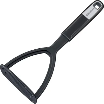 Produktbild von Fackelmann Kartoffelstampfer 26 cm SENSE, Stampfer für Obst & Gemüse aus Kunststoff, rutschfester Soft-Touch-Griff, für beschichtete Pfannen und Töpfe (Farbe: Silber/Schwarz)