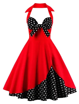 Zdjęcie produktu dla Sukienka damska vintage w stylu retro, trapezowa, rockabilly, z motywem kwiatowym, inspirowana latami 50