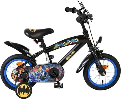 Immagine prodotto di Bicicletta per bambini Volare Batman 12 pollici per ragazzi - Nero - Licenza ufficiale, 3-4 anni