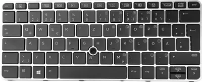 Immagine prodotto di Tastiera - Colore: nero - con cornice argentata - con mouse stick - con illuminazione layout tastiera tedesca compatibile con HP P/N: 826630-041