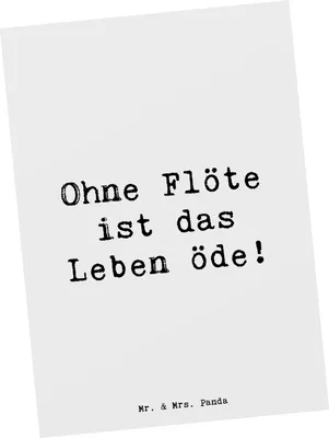 Produktbild von Mr. & Mrs. Panda Grußkarte Spruch Flöte Leben - Weiß - Geschenk, Lernen, Windinstrument, Musiker, Postkarte, bildkarte, Flötist, spruchkarte, Melodie, Melodien, Musik