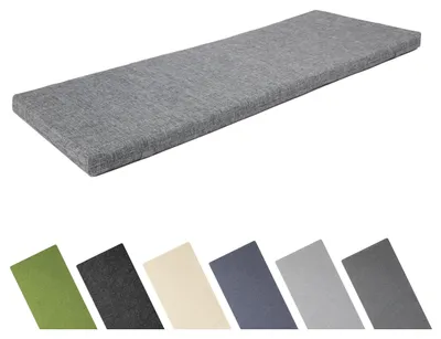 Produktbild von Garronda Bankauflage 100x40 cm ca. 4 cm dick Sitzkissen Outdoor für Gartenbank und Hollywoodschaukel Polster Auflage für Sitzbank wasserabweisend UV-beständig mit Bändern GD-0220 Grau