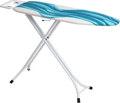 Produktbild von Verstelbare strijkplank 4 poten, extra hoes, blauw/weißes Muster