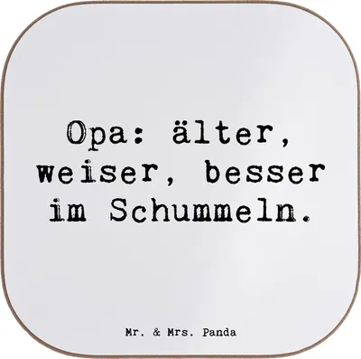 Produktbild von Mr. & Mrs. Panda Personalisierte Untersetzer Opa Weisheit - Weiß - Geschenk, Bierdeckel Personalisiert, Großpapa, Flaschenuntersetzer, Liebe, Geschichten, Weihnachten