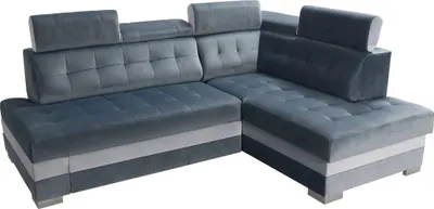Produktbild von Robin Paris Ecksofa mit Schlaffunktion Bettkasten 5 Verstellbare Kopfstützen Sofa L-Form Schlafsofa Freistehende Eckcouch Schlafcouch Wohnzimmermöbel Wohnlandschaft Rechts Azur Silber