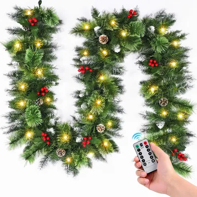 Weihnachtsgirlande 2,7 m mit LED, Timer & Fernbedienung
