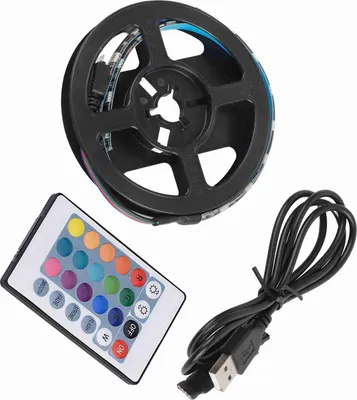 Obrázek produktu pro 1.09yd 120 USB RGB LED Strip Vodotěsné zábleskové světlo Dálkové USB LED s 24klávesovým dálkovým ovládáním