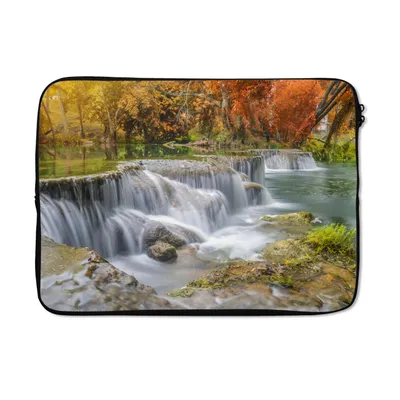 Produktbild von MuchoWow® Laptop Hülle 13 Zoll Herbst - Wasserfall - Natur - Bäume Laptoptasche - Laptophülle - Sleeve - Rundumschutz
