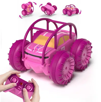 Produktbild von Ferngesteuertes Auto für Mädchen Direktladung Amphibien Monstertruck mit LED Licht 4WD Wasserdicht Indoor Outdoor RC Spielzeug Strand Pool Geschenk Rosa