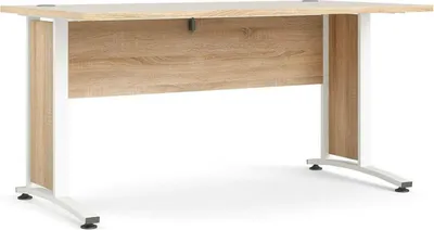 Produktbild von Schreibtisch Marcerre, Mehrzweckschreibtisch, Bürotisch für PC, Eckschreibtisch, 150x80 h75 cm, Eiche und Weiß