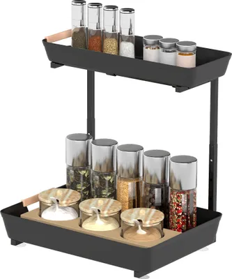 Produktbild von Küchenregal, Höhenverstellbar Standregal mit 2 Körbe, Kaffeebar 40 x 30 x 33,5-42 cm