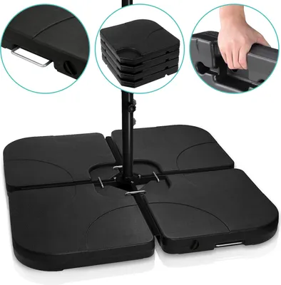 Obrázek produktu pro Jopassy zátěž pro slunečníky sada 4 Quad pro stojany na slunečníky lze naplnit 60 litry vody nebo 80 kg písku HDPE plastové stojany na slunečníky