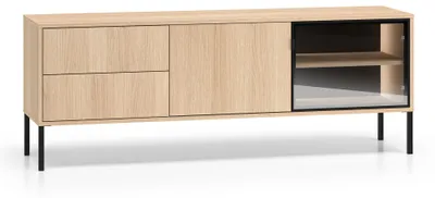 Image de Meuble TV bas Barnee 160 x 40 x 59 cm, 2 portes avec éclairage, couleur au choix