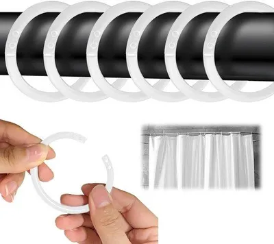 Productafbeelding van Unyqoos® 24-delige set witte, C-vormige douchegordijnringen van kunststof – stil, universeel geschikt voor stangen met een diameter van 2-4 cm, eenvoudige montage