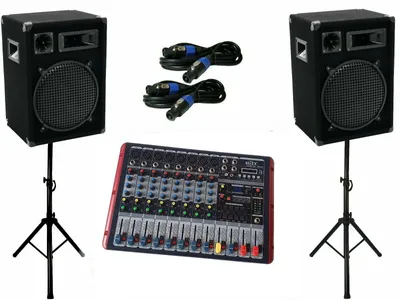 Produktbild von Pa Set 9 Kanal Powermixer Musik Anlage Boxen Stativ Kabel
