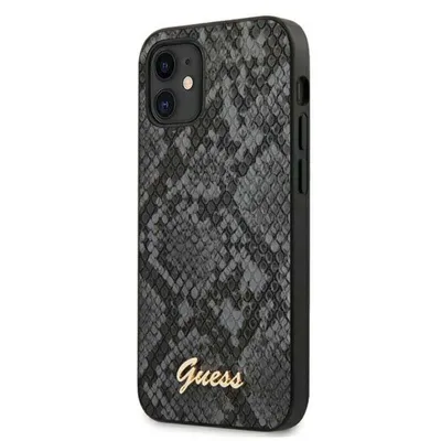 Produktbild von GUESS Schutzhülle für iPhone 12 Mini Backcase Schlangenoptik Schwarz