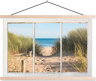 Produktbild von MuchoWow® Textilposter Aussicht - Strand - Meer 60x40 cm mit holzfarbenen Rahmen - Bilder