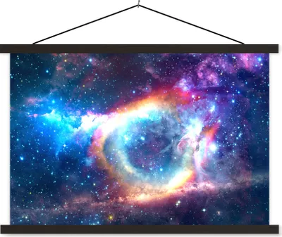 Produktbild von MuchoWow® Textilposter Weltraum - Regenbogen - Sterne 150x100 cm mit schwarzem Rahmen - Schlafzimmer