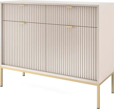 Obrázok produktu pre FURNLUX Príborník Avon béžový a zlatý 104 cm / Hlavná farba: béžová / Rozmery: 104 x 83 x 39 cm