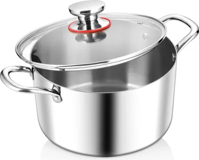 Obrázok produktu pre Hrnce na polievku 20 cm Sklenená pokrievka 3,3 l Prémiová nerezová oceľ Indukcia