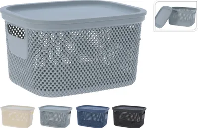 Produktbild von Aufbewahrungskorb aus Kunststoff mit Deckel 6 Liter schwarz
