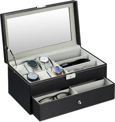 Produktbild von Famanu Uhrenbox mit Schmuckorganizer - Schwarz