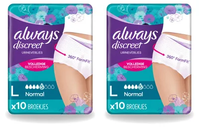 Produktbild von 2 x Always Discreet Incontinentiebroekjes Maat L - Vorteilspackung - 2 Stücke