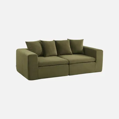 Produktbild von sweeek - Modulares 2-Sitzer Sofa mit Chenille-Bezug - Grün