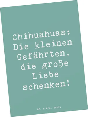 Produktbild von Mr. & Mrs. Panda Postkarte Spruch Chihuahua Liebe - Meeresbrise - Geschenk, bildkarte, Hunde, Hunderassen Charakter, Pflege, Freude, Hundeliebhaber, loyaler Hund