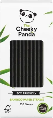 Produktbild von BAMBUS STROHHALME EINWEG SCHWARZE 250 Stück - CHEEKY PANDA