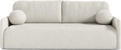 Produktbild von Schlafsofa GLOV, Sofa mit Schlaffunktion und Bettkasten, Klappsofa, Schlafcouch mit Füßen aus Chrome, Couch in Plüsch-Veloursstoff, Frabe: Ecru