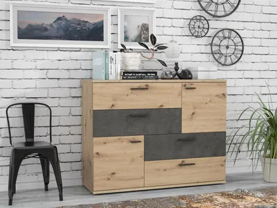 Image de Kommode >Salford< in Artisan Eiche - 124,9x95,9x41,3cm (BxHxT)