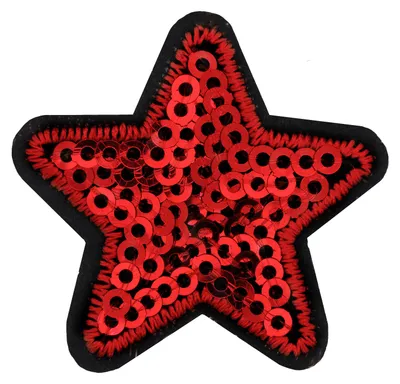 10 Pailletten Aufbügler, Aufnäher Stern 35mm, rot