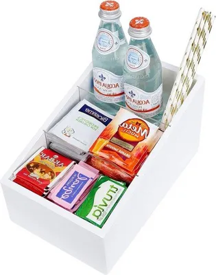 Produktbild von Famanu Organizer für Kaffee und Tee mit 3 abnehmbaren Fächern - Aufbewahrungsstation für Teebeutel - Weiß