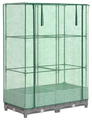 Produktbild von vidaXL Hochbeet mit Gewächshaus-Aufsatz Rattan-Optik 80x40x123 cm