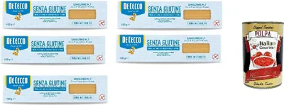 Produktbild von De Cecco Linguine senza Glutine No.7, Glutenfrei,100% Italienisch Pasta Nudeln gluten free 5x 400G + Italian Gourmet polpa 400g