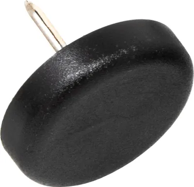 Produktbild von Adsamm® | 32 x Kunststoffgleiter mit Nagel | Ø 25 mm | Schwarz | rund | Möbelgleiter mit Stift in  von Adsamm®