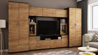 Produktbild von Meblast | Wohnwand Tajga 360x210x53 cm - Schrankwand mit Vitrinen, TV-Lowboard - Wohnzimmermöbel | Elegant, Praktisch, Anbauwand, Modernes Design