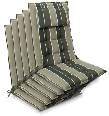 Produktbild von Beautissu 5er Set Sun-HL Hochlehner Auflage 120x50x8cm Grün-Gestreift