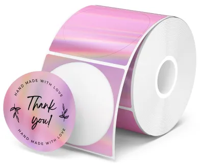 Imagen del producto de MUNBYN, etiquetas térmicas láser de 2 pulgadas, color rosa, 400 unidades. Etiquetas redondas autoadhesivas, termoadhesivas, imprimibles, para logotipos, precios, direcciones, mensajes de agradecimiento. Resistentes al agua, personalizables