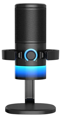 Produktbild von USB-Kondensatormikrofon, Tischmikrofon, RGB-Beleuchtung, Typ-C-Anschluss, hochempfindlicher Soundkarten-Chip, kabellose Wiedergabe, Studiomikrofon für Streaming