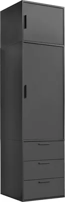 Produktbild von mokebo Kleiderschrank 234cm Höhe in Schwarz 1-türig & 3 Schubladen 'Der Grenzenlose', deckenhoher Schlafzimmerschrank, Garderobenschrank, Drehtürenschrank o. Schrank Holz in 60x234x58 (BxHxT)