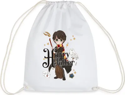 Produktbild von Spreadshirt Harry Potter Elemente Turnbeutel, One size, Weiß