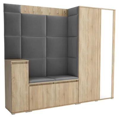 Produktbild von Garderobe LUTON 8 SONOMA 33 - Farbe: Sonomaholz, moderne Garderobe 40x220x186 cm, funktionelle Lösung für den Flur, Garderobe, Möbel für den Flur,