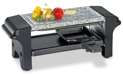 Raclette Twin Tafelgrill für 2 Personen, Granitplatte, 2 Pfännchen