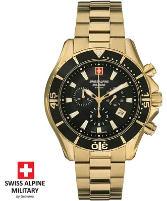 Produktbild von Swiss Alpine Military by Grovana 7040.9117 Chrono schwarz gold Herren Uhr NEU