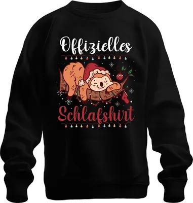 Produktbild von Offizielles Schlafshirt Faultier Weihnachten - Weihnachtsgeschenk Christmas Uni Weihnachtspullover, Schwarz, 3XL
