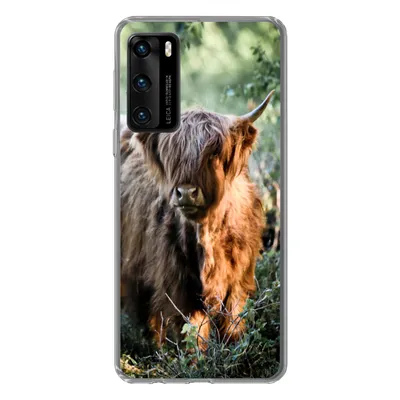 Produktbild von MuchoWow® Handyhülle Schutzhülle Hülle für Huawei P40 Schottische Highlander - Wald - Tiere Silikon Softcase Handy Hülle - Handytasche