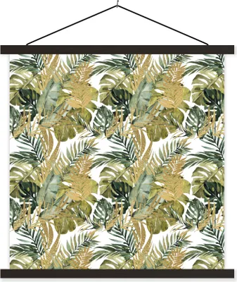 Produktbild von MuchoWow® Textilposter Tropisch - Grün - Blatt 90x90 cm mit schwarzem Rahmen - Magnetisches